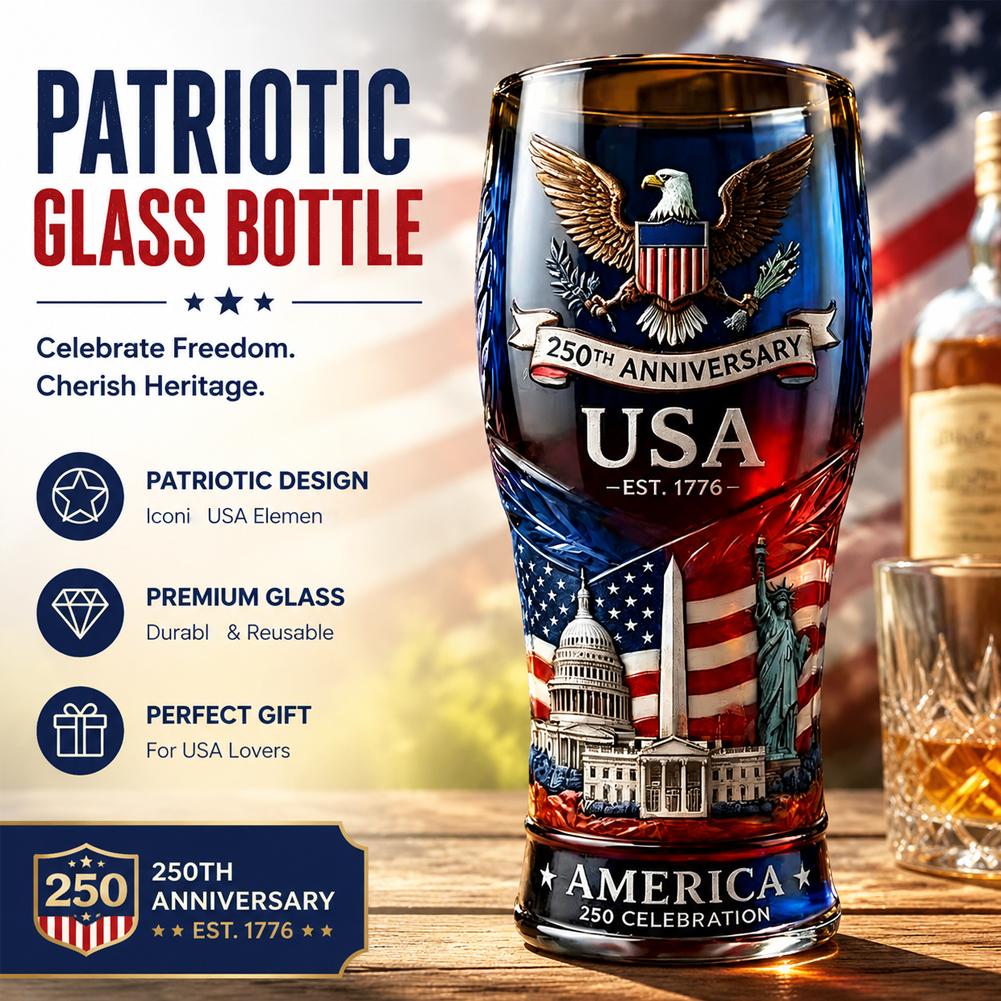 Wine Beer And Liquor - USA 250th Anniversary Beer Glass Embossed