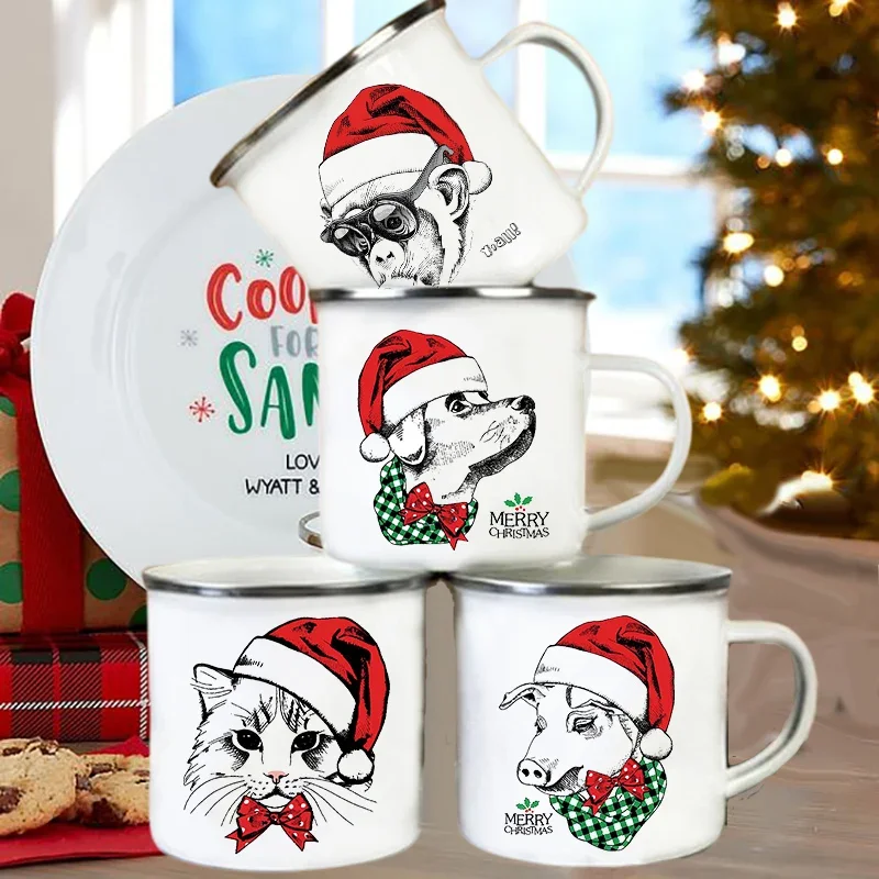 Handle Enamel Mugs Santa Hat A - Wine Beer Coffee Drink 评论和价格