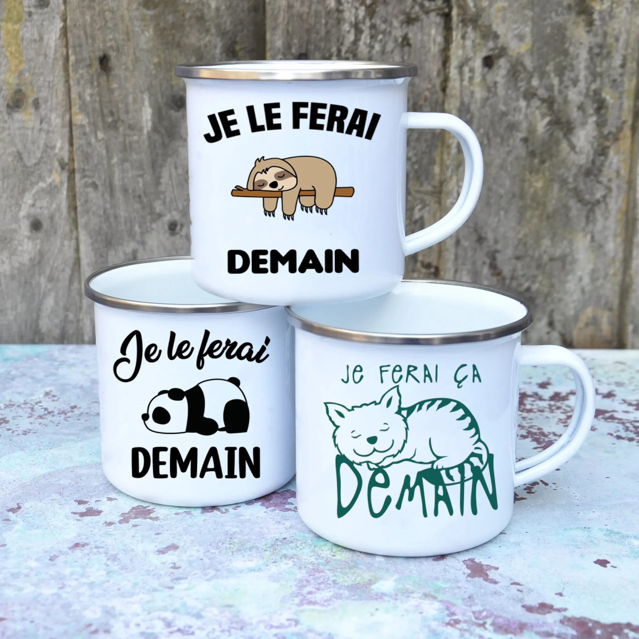 Cute Enamel Coffee Mug French  - Wine Beer Coffee Drink 评论和价格