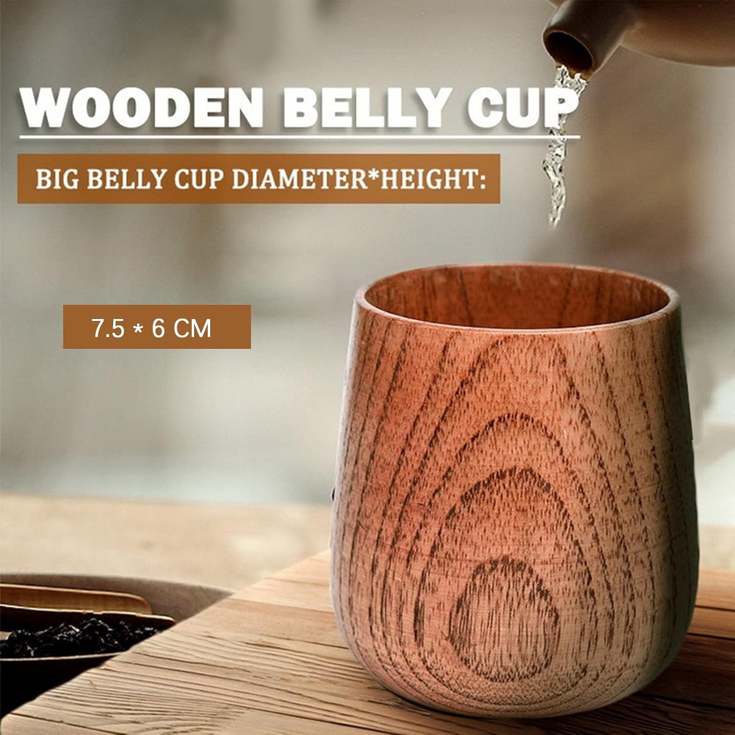 Wooden Tea Cups Top Grade Natu - Wine Beer Coffee Drink 评论和价格