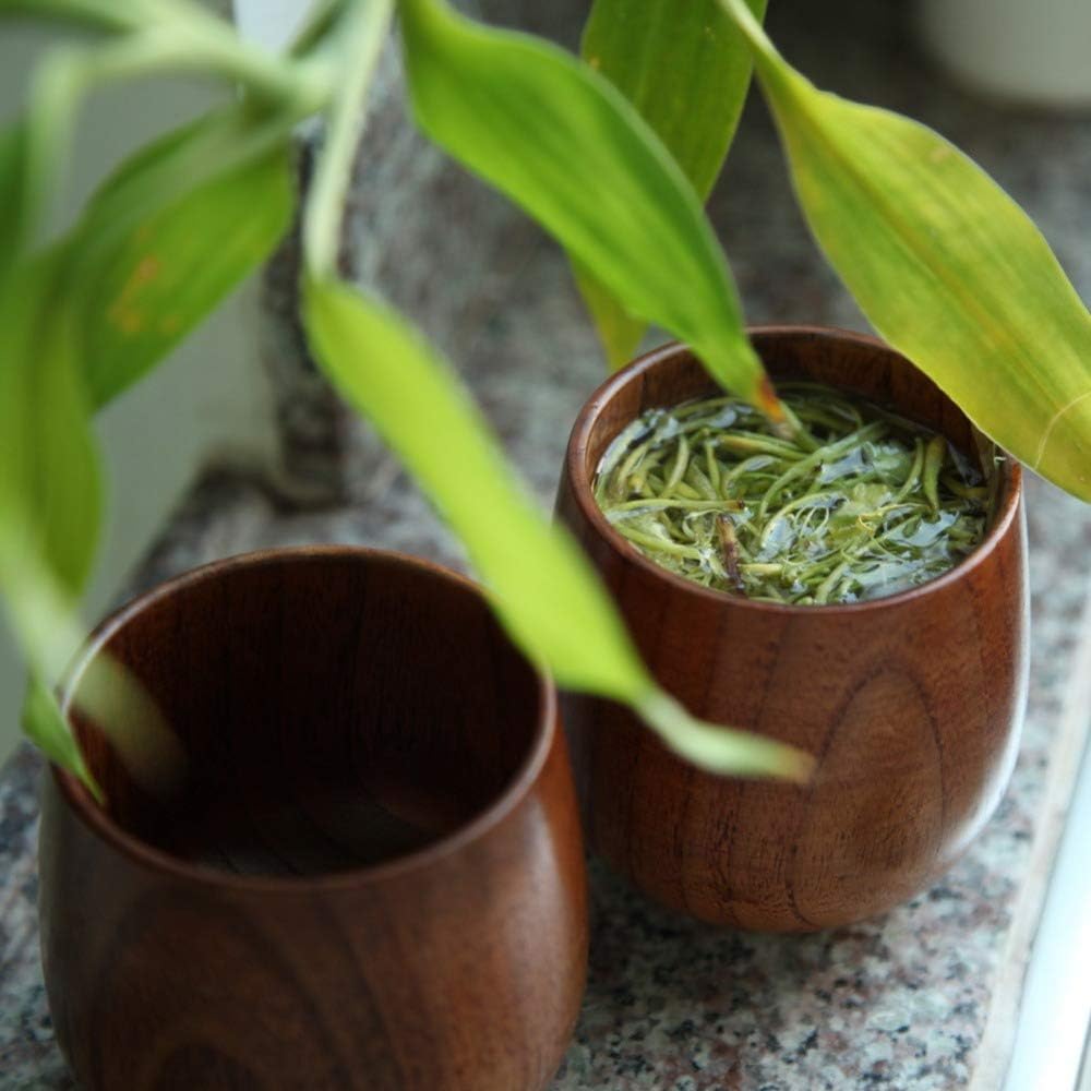 Wooden Tea Cups Top Grade Natu - Wine Beer Coffee Drink 评论和价格