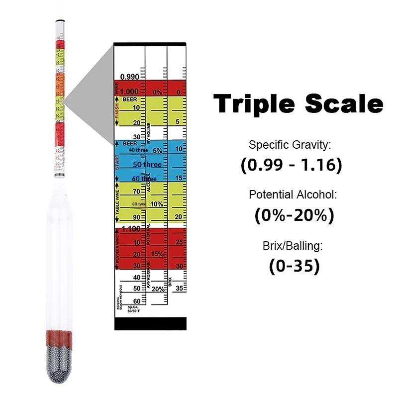 1Pcs Triple Scale Hydrometer A - Wine Beer Liquor 评论和价格