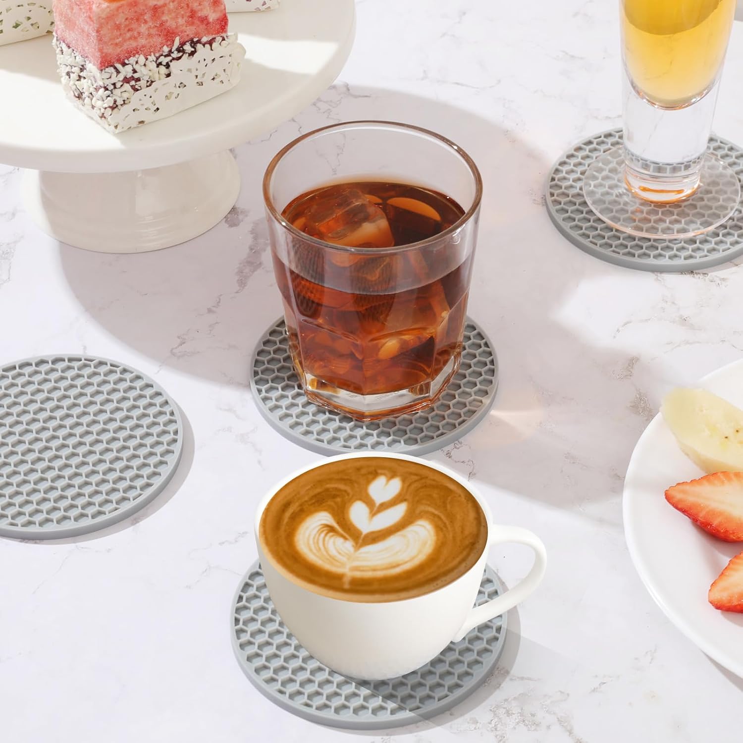 Silicone Coasters Set with Hol - Wine Beer And Liquor 评论和价格