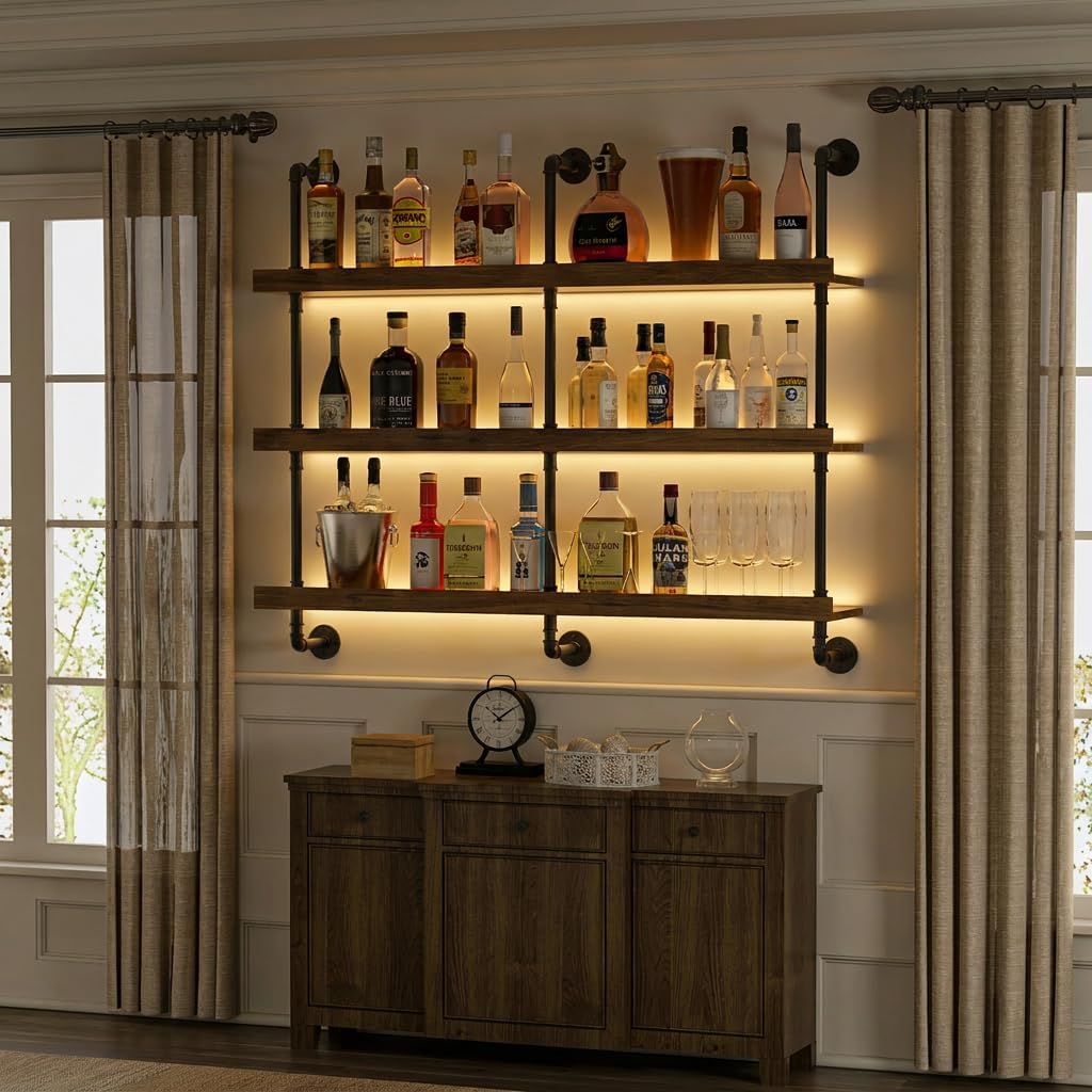 Wall Mounted Wine Rack With LE - Wine Beer Liquor 评论和价格