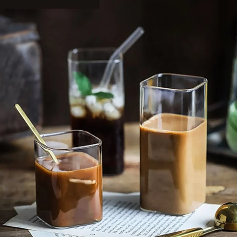 Square Simple Glass Cup Clear  - Wine Beer Coffee Drink 评论和价格