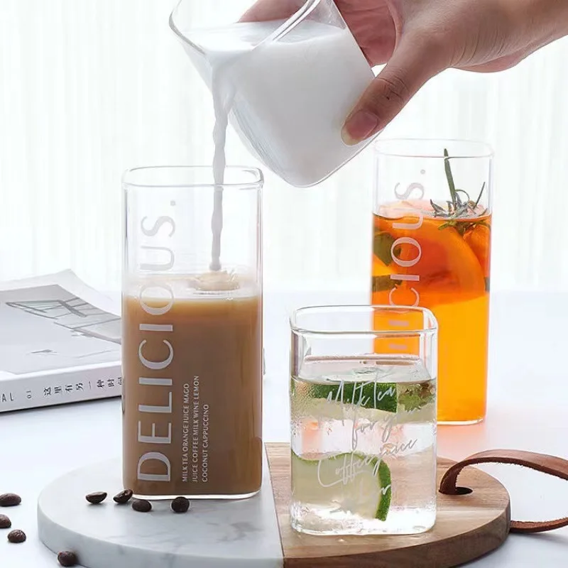 Square Simple Glass Cup Clear  - Wine Beer Coffee Drink 评论和价格
