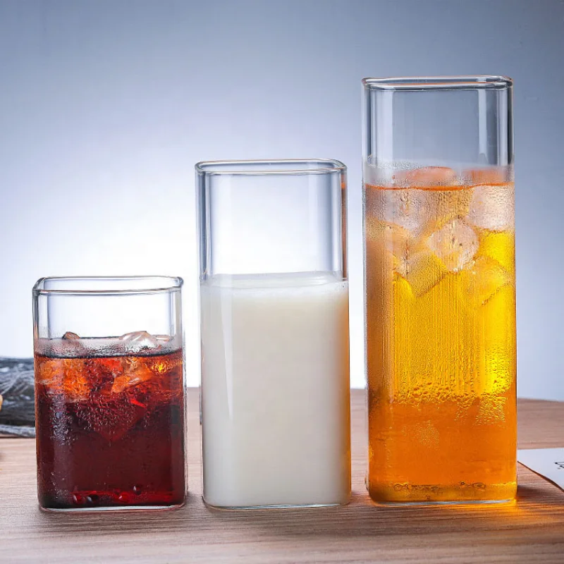 Square Simple Glass Cup Clear  - Wine Beer Coffee Drink 评论和价格