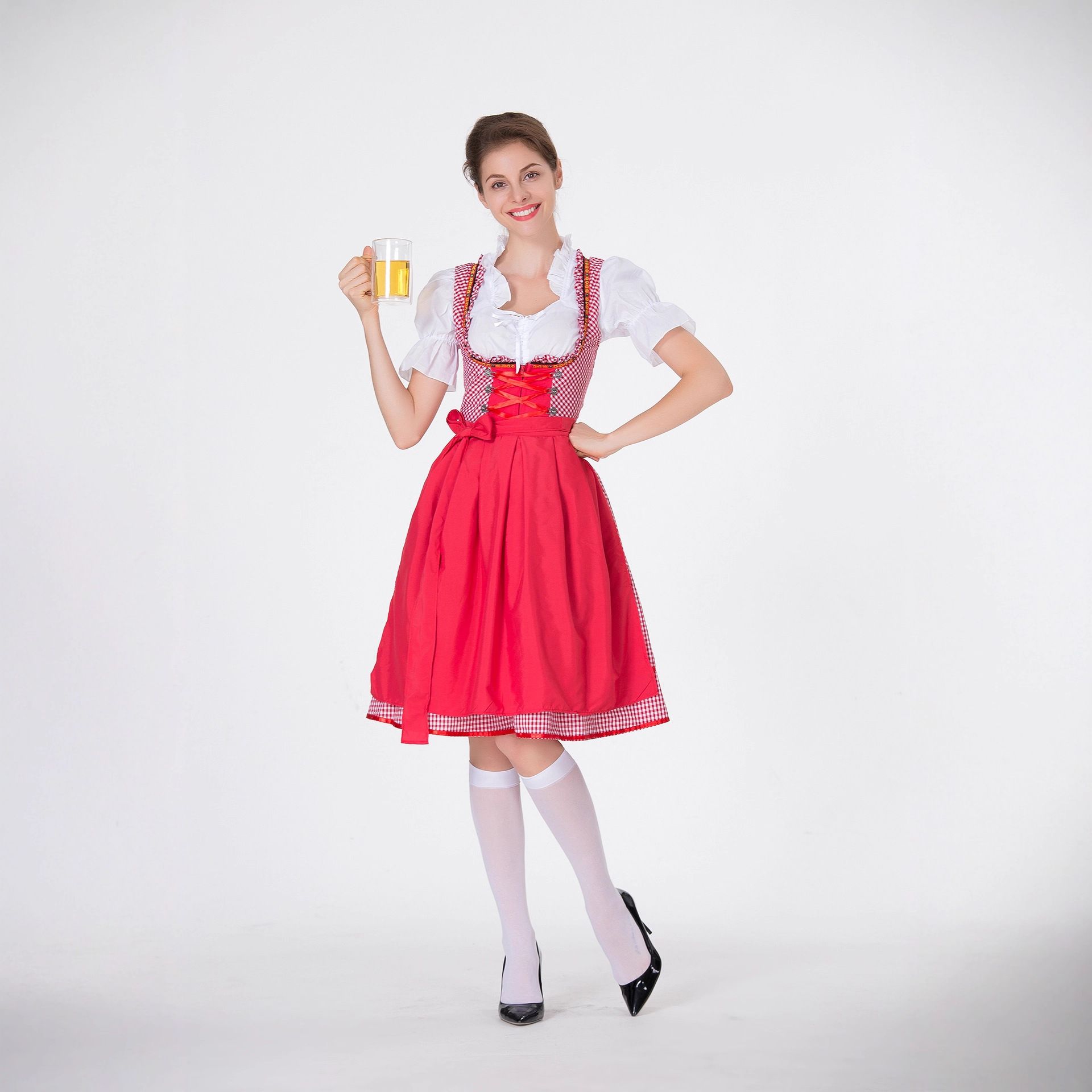 Women German Dirndl Dress Plai - Beer & Wine Grab 评论和价格