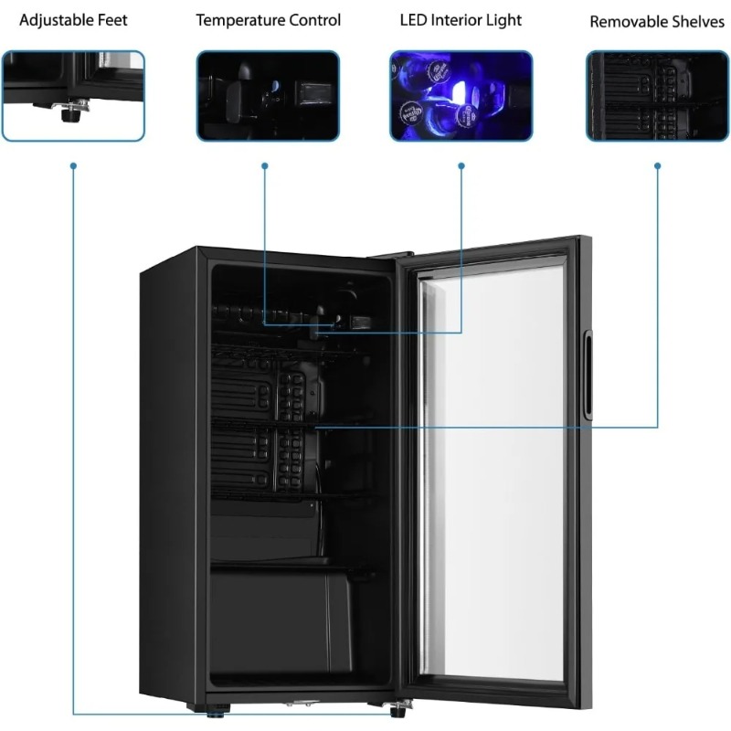 Beverage Refrigerator, 3.2 Cu. - Wine Beer Mini Fridge 评论和价格