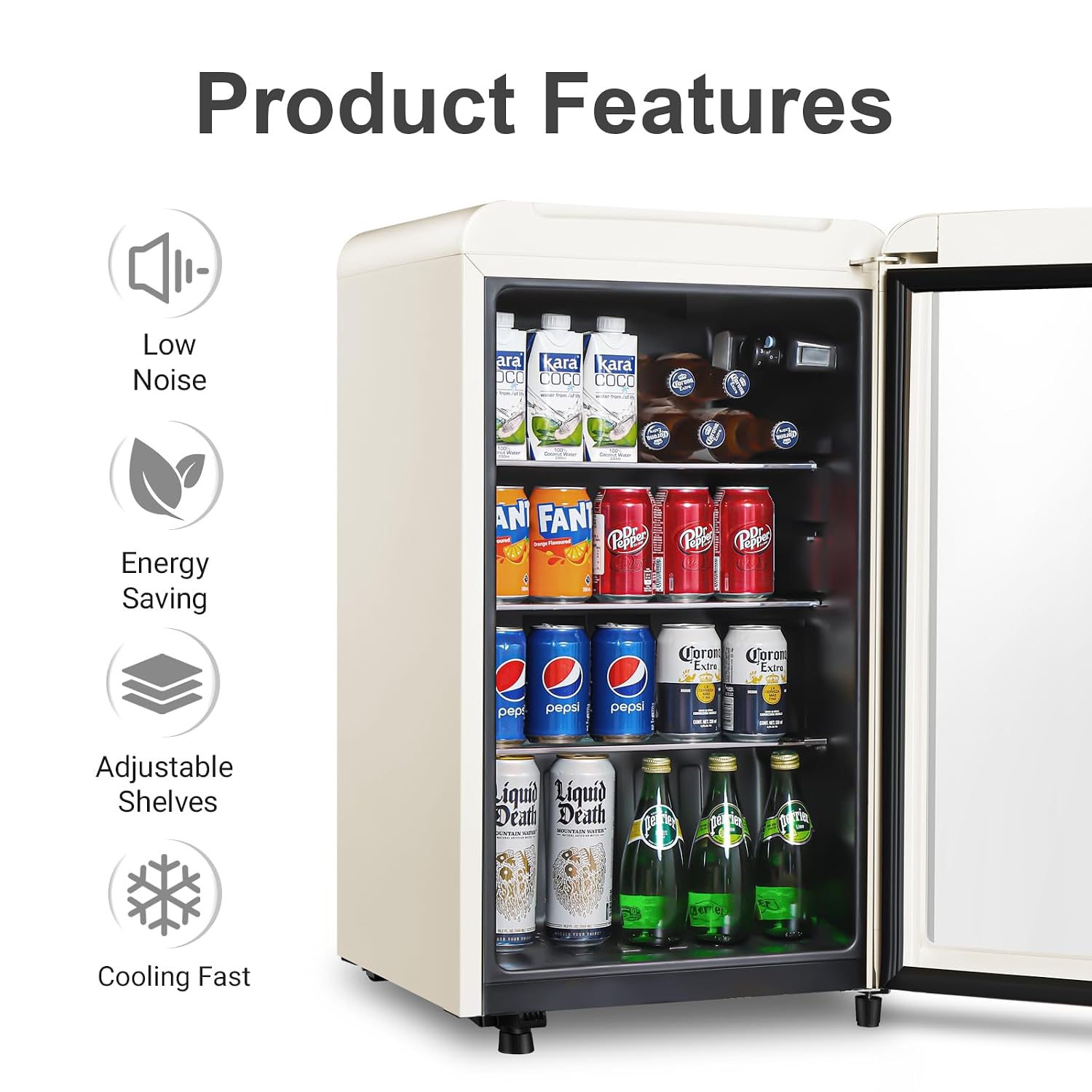 Retro Beverage Refrigerator, 3 - Wine Beer Mini Fridge 评论和价格
